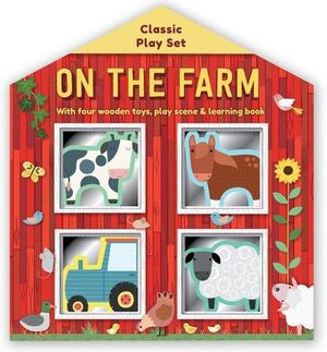 ON THE FARM  (WITH FOUR WOODEN TOYS, PLAY SCENE, AND LEARNING BOOK)