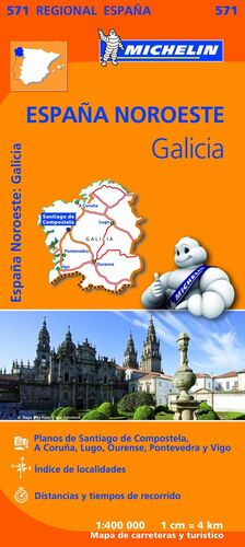 571 MAPA REGIONAL GALICIA (ESPAÑA NOROESTE) 1:400.000