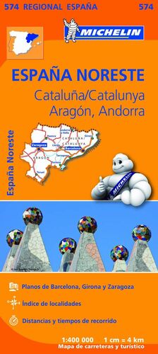 MAPA ESPAÑA NORESTE - CATALUÑA, ARAGON, ANDORRA - 1:400.000