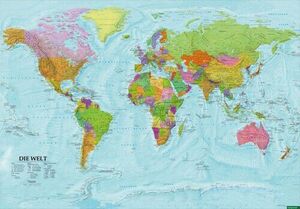 MAPA MURAL FÍSICO POLÍTICO DEL MUNDO  (1:20 000 000)