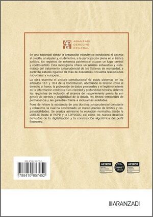 TRATAMIENTO JURISPRUDENCIAL DE LOS REGISTROS DE SOLVENCIA PATRIMONIAL