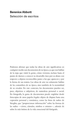 BERENICE ABBOTT: SELECCIÓN DE ESCRITOS