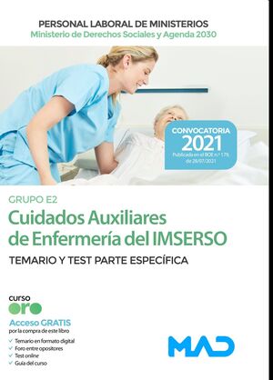 TEMARIO;TEST PARTE ESPECIFICA CUIDADOS AUXILIARES ENFERMERIA IMSERSO