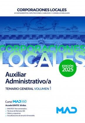 TEMARIO GENERAL 1 AUXILIAR ADMINISTRATIVO/A CORPORACIONES LOCALES