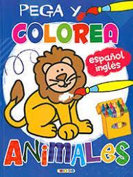 PEGA Y COLOREA ANIMALES LEON ESPAÑOL/ INGLES