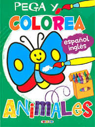 PEGA Y COLOREA ANIMALES MARIPOSA ESPAÑOL/ INGLES