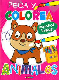 PEGA Y COLOREA ANIMALES ESPAÑOL INGLES