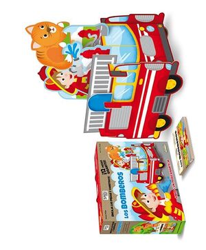LOS BOMBEROS LIBRO  + PUZLE 12PIEZAS GIGANTES