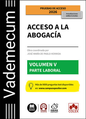 VADEMECUM ACCESO A LA ABOGACIA. VOLUMEN V. PARTE ESPECIFICA LABORAL