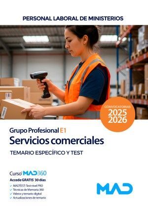 SERVICIOS COMERCIALES TEMARIO ESPECIFICO Y TEST (2025-2026) GRUPO PROFESIONAL E1 MINISTERIOS