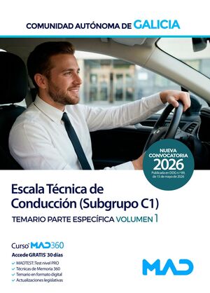 TEMARIO ESPECIFICO TOMO 1  ESCALA TECNICA CONDUCCION (XUNTA)